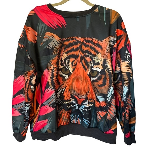 Women's Tiger Bamboo Leaf Print Long Sleeve Top Sweatshirt - Picture 4 of 8